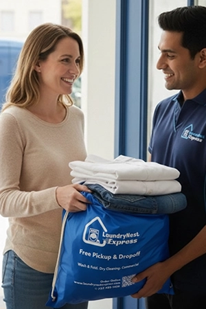 Satisfied customers using LaundryNest Express laundry pickup and delivery services in New Jersey