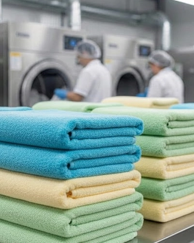 Bulk towel washing laundry service for businesses with large volume towel washing and drying