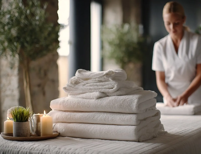 Spa and salon cloth laundry cleaning in NJ for towels, robes, linens, capes, and fabrics