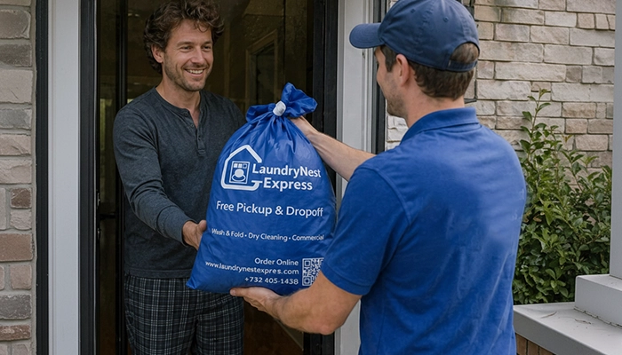 Same day laundry delivery service in NJ with fast pickup, cleaning, and doorstep delivery