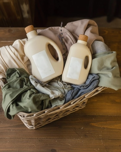 Eco friendly detergent used for vacation rental laundry with safe and gentle fabric care