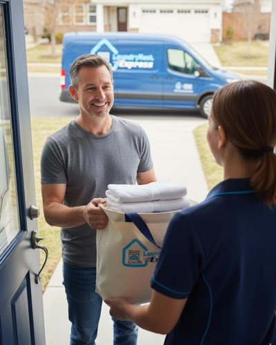 Dry cleaned clothes neatly packed and ready for home delivery service across New Jersey
