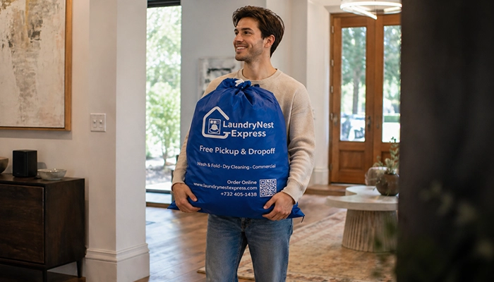 Same day laundry delivery service in NJ with fast pickup, cleaning, and doorstep delivery