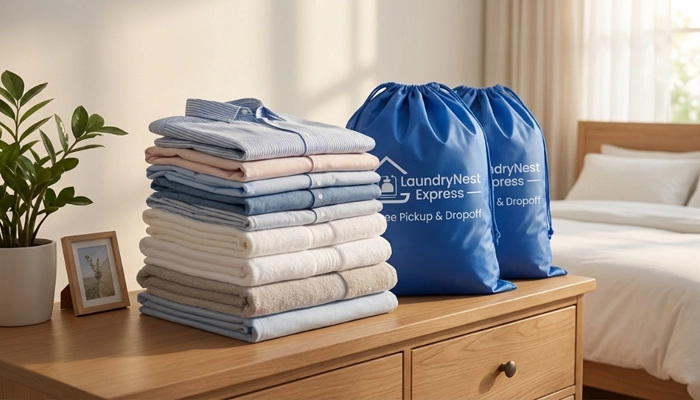 Professional laundry service with free pickup in Lincroft NJ offering fast wash and fold and delivery