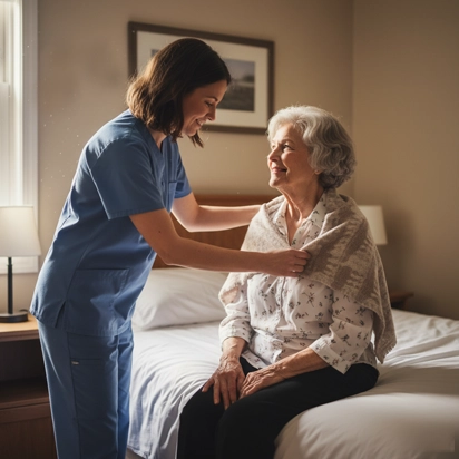 Freshly washed and antibacterially treated bed sheets and uniforms prepared for a care home facility