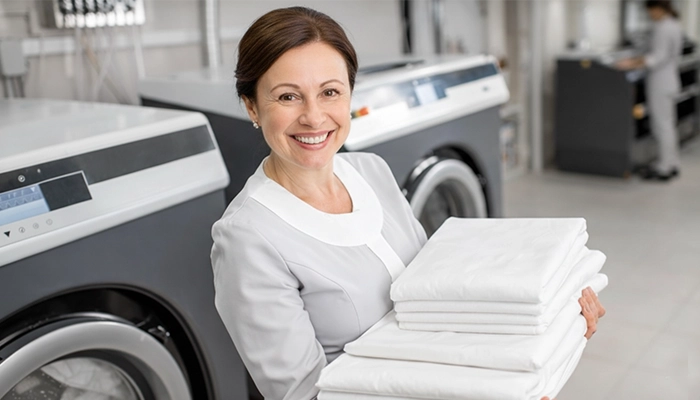 Neatly sorted clean clothing and linens packed for scheduled doorstep delivery across Ocean County New Jersey