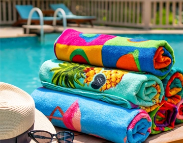 Pool towel laundry service for hotels and resorts with fresh cleaned guest bath and pool towels
