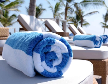 Resort towel laundry service in NJ for clean guest bath towels, pool towels, and spa linens