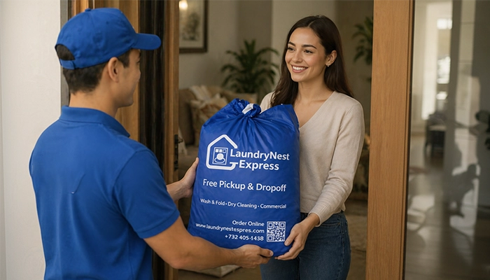 Same day laundry delivery service in NJ with fast pickup, cleaning, and doorstep delivery